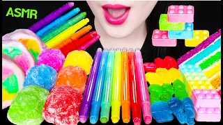 ASMR RAINBOW EDIBLE CRAYON, EDIBLE LEGO, COTTON CANDY, RICE CAKE 먹는 색연필, 먹는 레고 블록 먹방 EATING SOUNDS