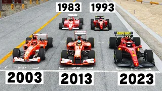 Ferrari F1 2023 vs Ferrari F1 83-93-2003-2013 - 40 YEARS OF EVOLUTION -   Monza