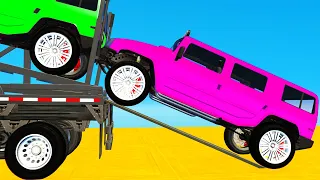 Spiderman Hummer Rescue & Superheroes Car Carrier Transportation - GTA 5 Mods