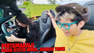 PERTAMAKALI PACAR NYETIR MOBIL LANGSUNG DI JALAN TOL!!! BIKIN JANTUNGAN, NABRAK TRUCK SAMPAI...