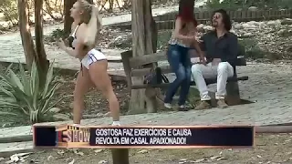 Loiraça provoca briga de casais durante aquecimento no parque