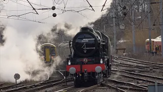 Two Scots draw the crowds to Carlisle. Royal Scot and Scots Guardsman plus other trains. 11 Feb 23