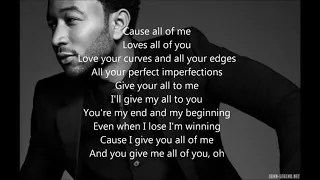 John Legend - All of Me - Lyrics [ 1 Hour Loop - Sleep Song ]