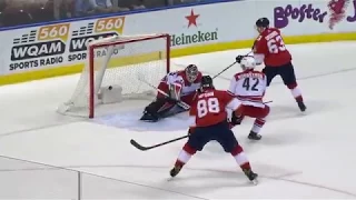 Alex Barkov sets up Evgenii Dadonov for PPG vs Hurricanes (2 apr 2018)