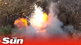 Ukrainian paratroopers destroy Russian armoured vehicles in huge explosion