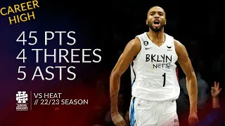 Mikal Bridges 45 pts 4 threes 5 asts vs Heat 22/23 season