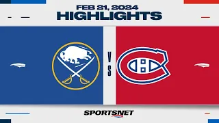 NHL Highlights | Sabres vs. Canadiens - February 21, 2024