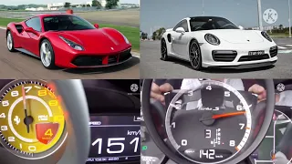 Ferrari 488 GTB vs Porsche 911 991.2 Turbo S 0-200 kmh race