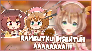 Risu kena mental saat Korone nyentuh rambutnya dan berpegangan tangan [HoloClip Sub ID || Risu]