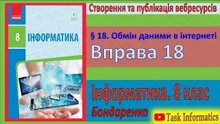 Вправа 18. Обмін даними в інтернеті | 8 клас | Бондаренко