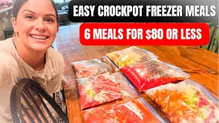 6 EASY & AFFORDABLE CROCKPOT FREEZER MEALS ON A BUDGET! $80 OR LESS!