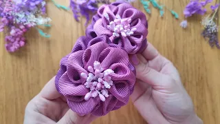 DIY Flower Hair Bow Tutorial / Cómo hacer un lazo para el cabello con flores / Бантик квітка