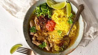 Lemongrass Ginger Chicken Soup With Turmeric Rice Noodles