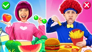 Healthy Food 🍅🥦 vs Junk Food Song 🌭🍔 | Nursery Rhymes | Dominoki Kids Songs