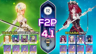 [F2P] Spiral Abyss 4.1 Traveler Hyperbloom & Rosaria Melt l Floor 12 9 stars Genshin Impact