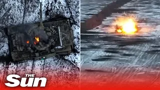 Ukrainian forces destroy Russian tank near Vuhledar