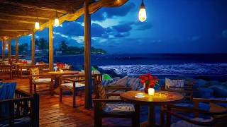 Seaside Cafe Ambience - Maldives sunset listening to waves and relaxing jazz.