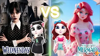 My Talking Angela 2 | Wednesday 🖤 Vs Ariel little Mermaid | Cosplay