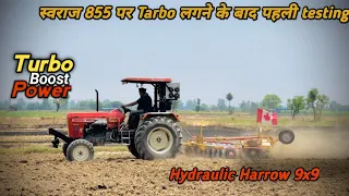 Swaraj 855 FE on 18 disck Harrow || 1 high 2 high || swaraj 855 testing on harrow