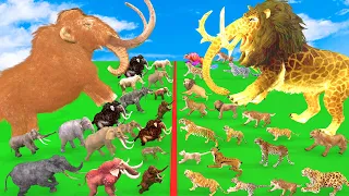 Prehistoric Mammals vs Modern Mammals Size Comparison Mammoth Vs Monster Lion Animal Epic Battle