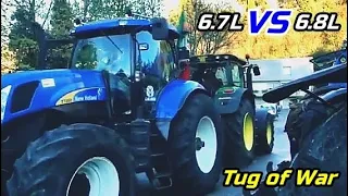 N.Holland T7060 VS John Deere 6170R [Tug of War] - (Blue VS Green) #Shorts