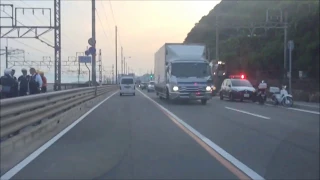 JR須磨駅とJR塩屋駅の間の沿線で火災があったそうです。車載カメラ