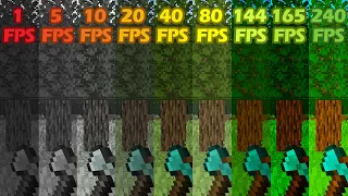 Minecraft 1fps vs 5fps vs 10fps vs 20fps vs 40fps vs 80fps vs 144fps vs 165fps vs 240fps