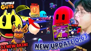 BOCORAN UPDATE 0.63! 32 SKIN BARU, MAP BARU SUPER LUAS PAC-MAN & EMOTE SPECIAL BARU! - Stumble Guys