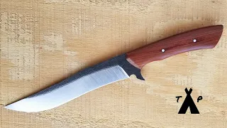 Making a recurve knife with an integral guard.     Knifemaking and Forging.