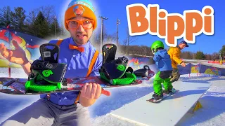 Blippi | Blippi learns How to Snowboard | Educational Videos for Kids