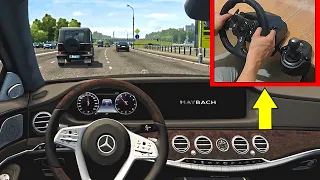 Mercedes Maybach S650 Steering Wheel Gameplay | City Car Driving simulator | Logitech 920