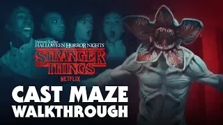 Stranger Things Cast Gets Scared during Maze Walkthru - Halloween Horror Nights 2018