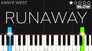 Kanye West - Runaway | SLOW EASY Piano Tutorial