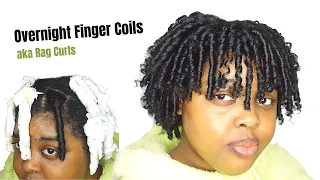 OVERNIGHT FINGER COILS 💚 Rag Curls for beginners | type 3c 4a low porosity natural hair