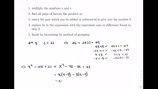 CXC Maths: CSEC Factorising Quadratic and difference of 2 squares