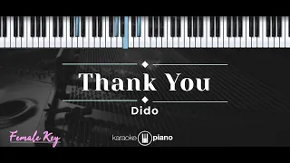 Thank You – Dido (KARAOKE PIANO - FEMALE KEY)