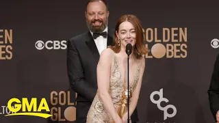 Emma Stone had the best response to Taylor Swift cheering for her Golden Globes win