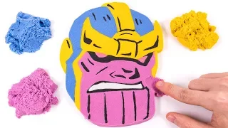 DIY How to Make Kinetic Sand Thanos Face Marvel Avengers Infinity War Learn Colors for Kids