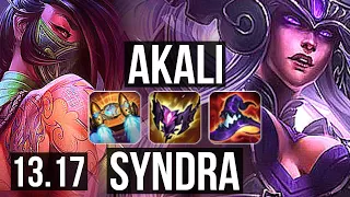 AKALI vs SYNDRA (MID) | Legendary, 6 solo kills, 500+ games, 1.0M mastery | EUW Master | 13.17