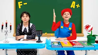 Die beste Schule Herausforderung für Kinder | Wednesday und Super Mario | Video Sammlung für Kinder