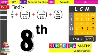 #13 Rational Numbers Class 8 | Example1 Add Rational Numbers | LCM by Prime Factorisation Method