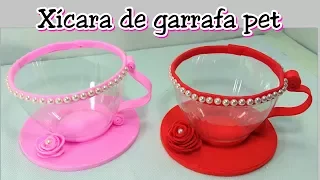 Xícara de garrafa pet - Use como lembrancinha, decoração. Reciclagem de garrafa pet. #Artesanato