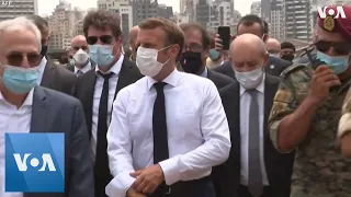 French President Macron Visits Beirut Explosion Site