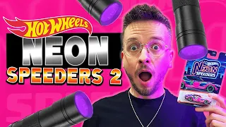 BLACKLIGHT TEST and DRAG RACE! Hot Wheels Neon Speeders 2024