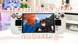 unboxing steam deck OLED 1TB | genshin on steam os + accessories 💖