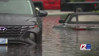 Streets flood after strong storm sweeps through the area