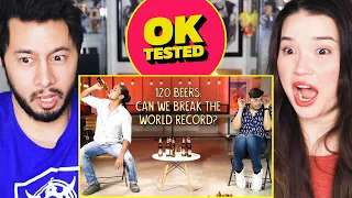 OK TESTED | 120 Beers: Can They Break The World Record? | Reaction by Jaby Koay & Achara Kirk