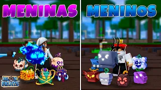 Meninas Vs Meninos Quem Consegue Mais Frutas Míticas No Sea 1 no Blox fruits ?