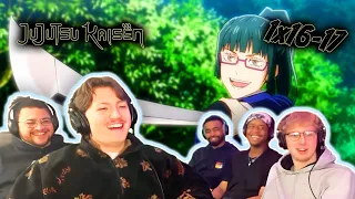 THE BATTLES ARE ON! First Time Reaction to JUJUTSU KAISEN 1x16-17 | Tejidotcom