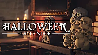 Halloween at Hogwarts 🎃 Gryffindor House Edition ◈ Thunderstorm Ambience + Fireplace & Soft Music